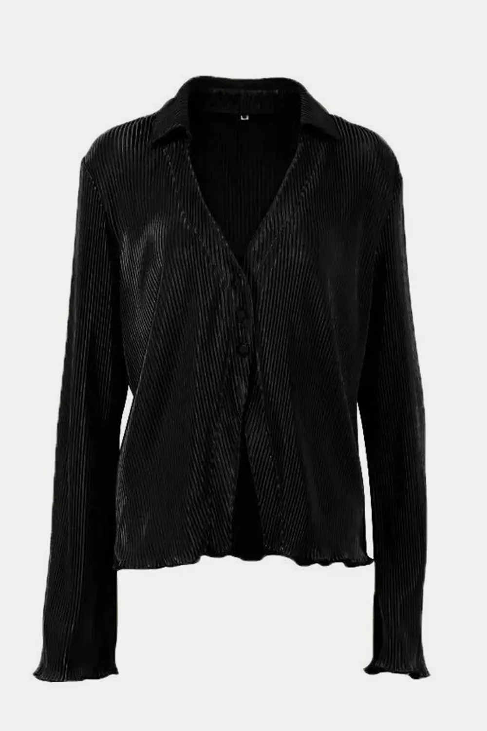 Textured Button Up Collared Neck Top and Pants Set, image 6