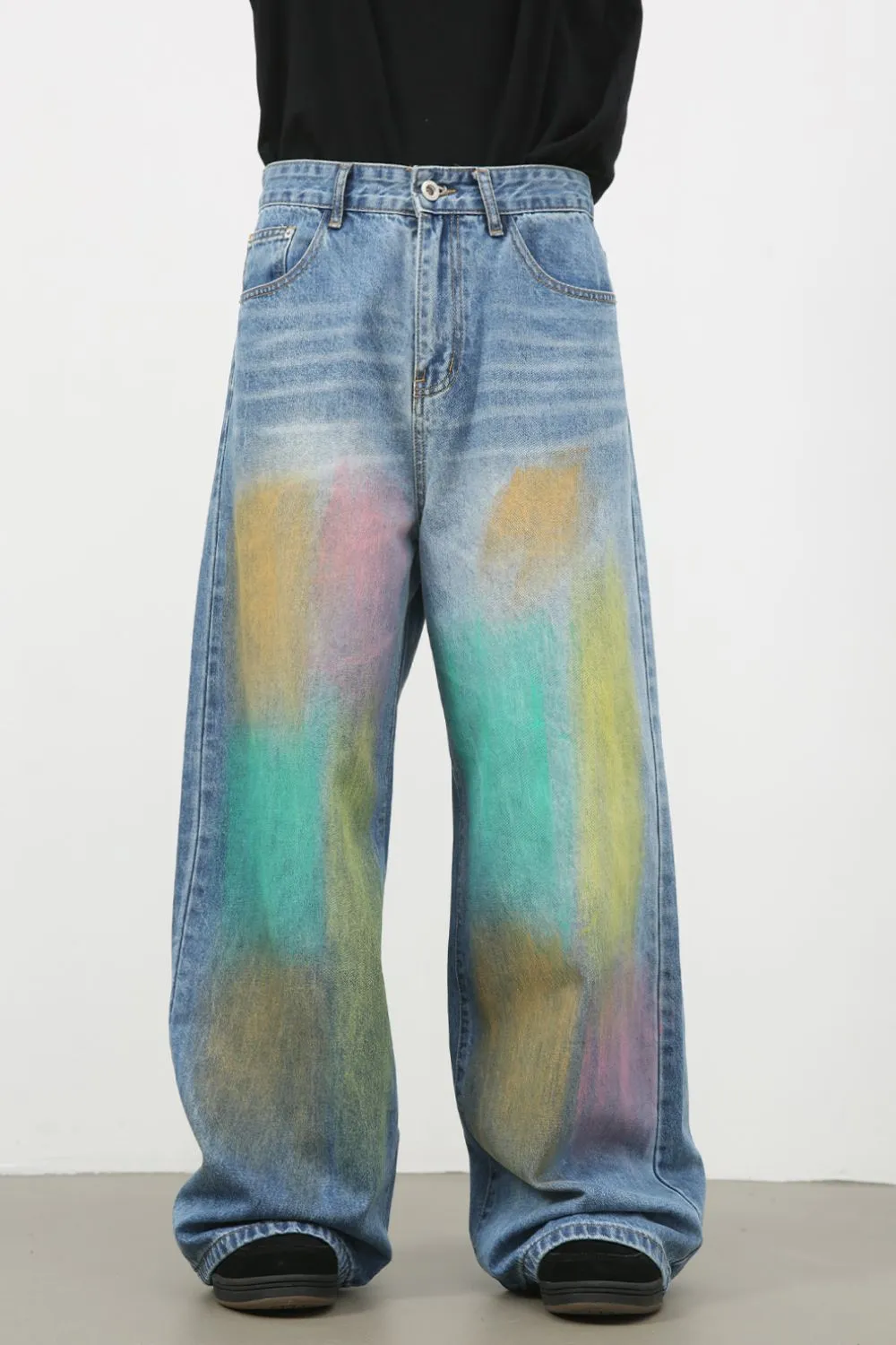 Men's Contrast Wide Leg Jeans, image 3