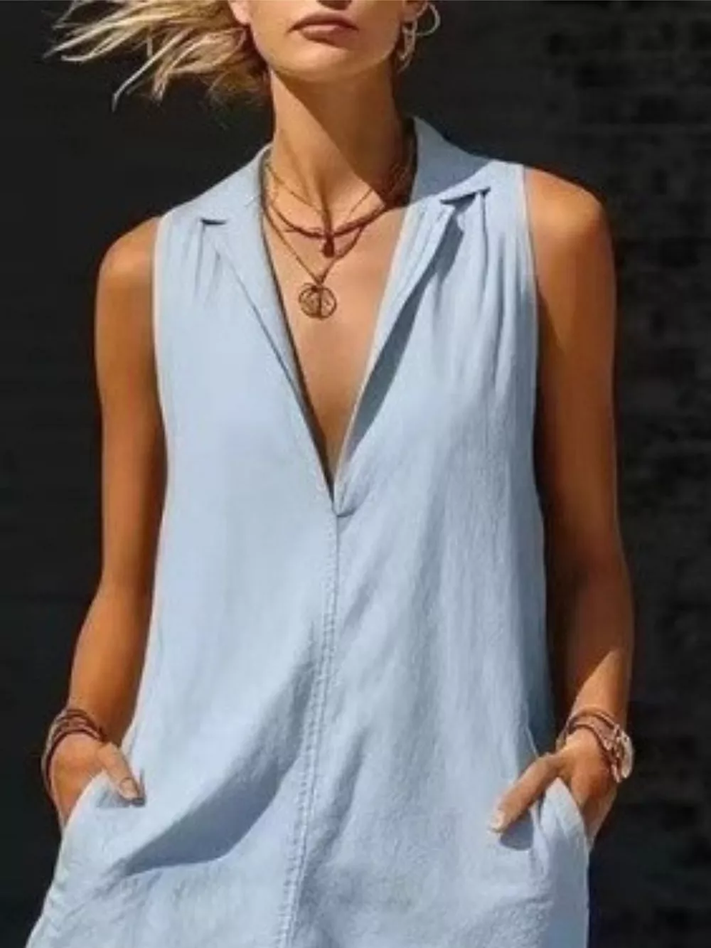Sleeveless Maxi Dress with Side Pockets, image 11