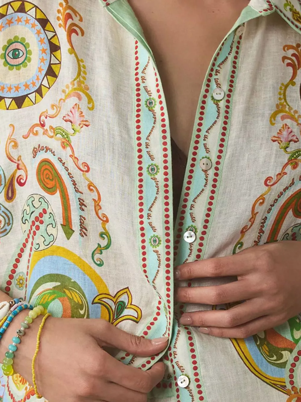 Printed Button Up Shirt and Shorts Set, image 2