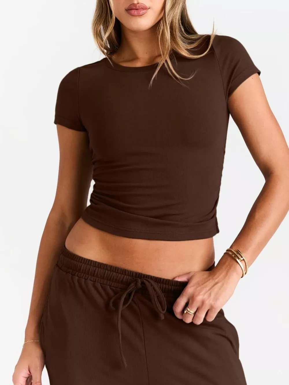 Round Neck Short Sleeve Tee and Pants Set, image 15