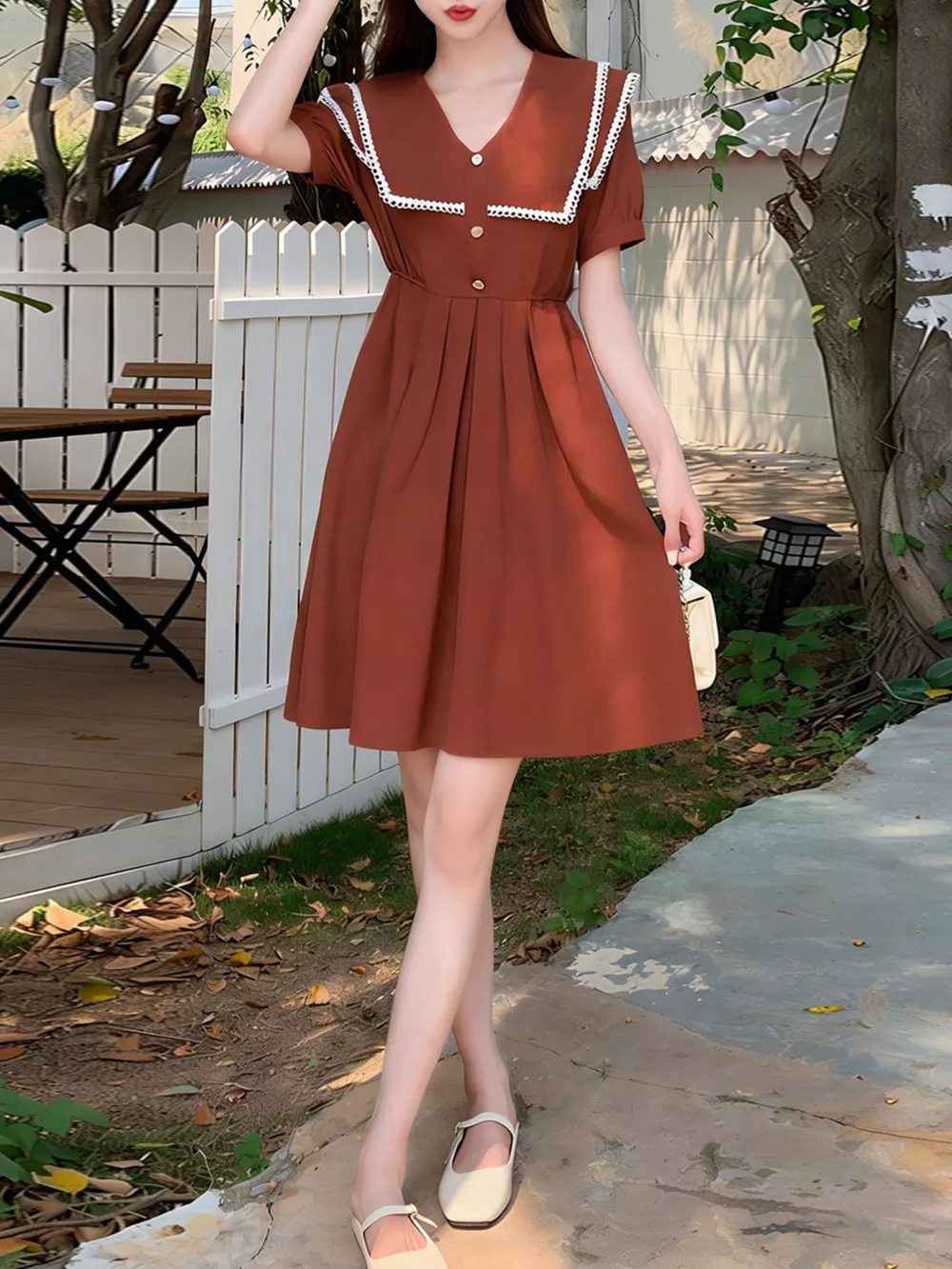 Sailor Collar Pleated Dress, image 3