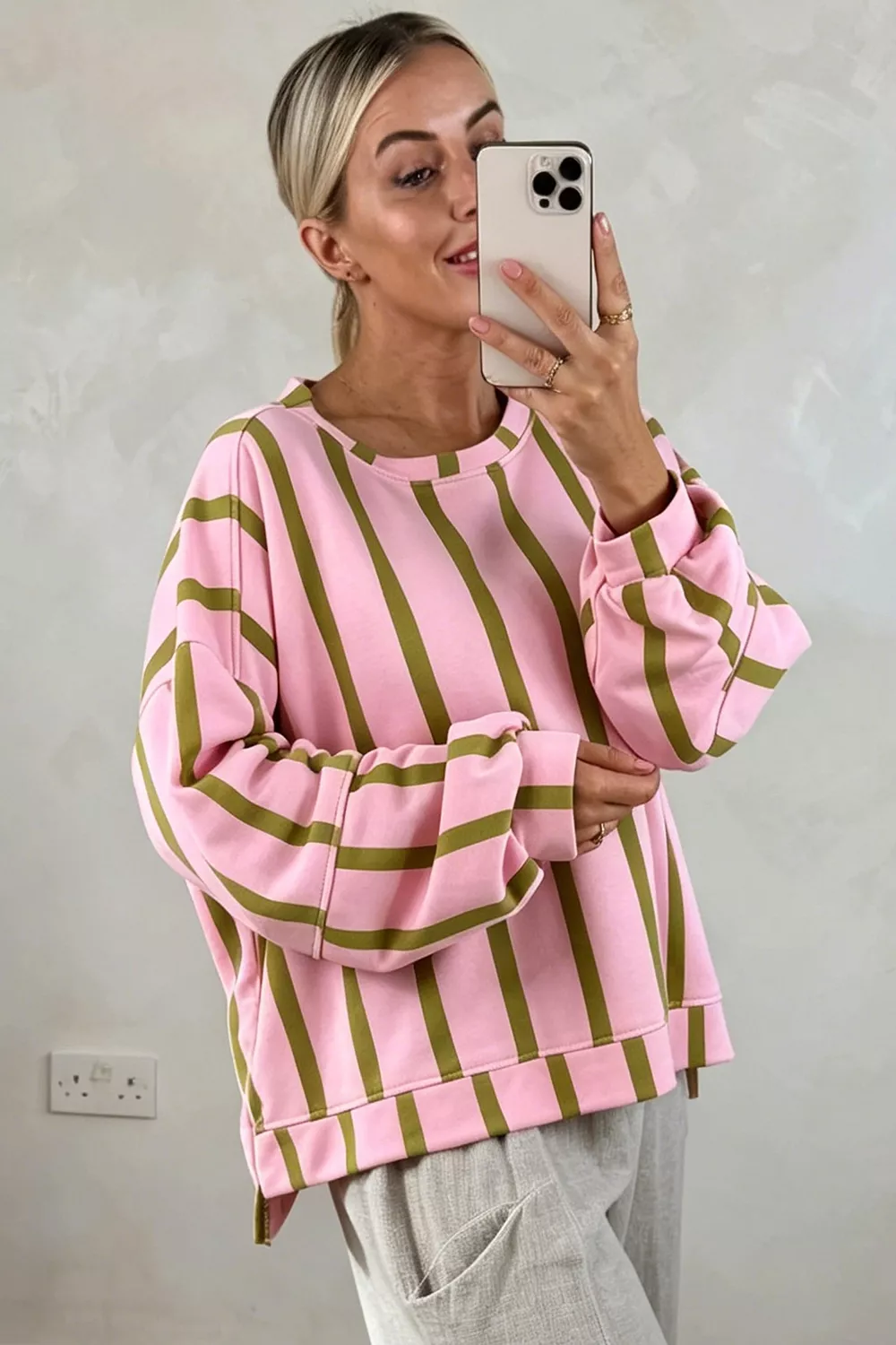 Striped Dropped Shoulder Oversized Sweatshirt, image 7