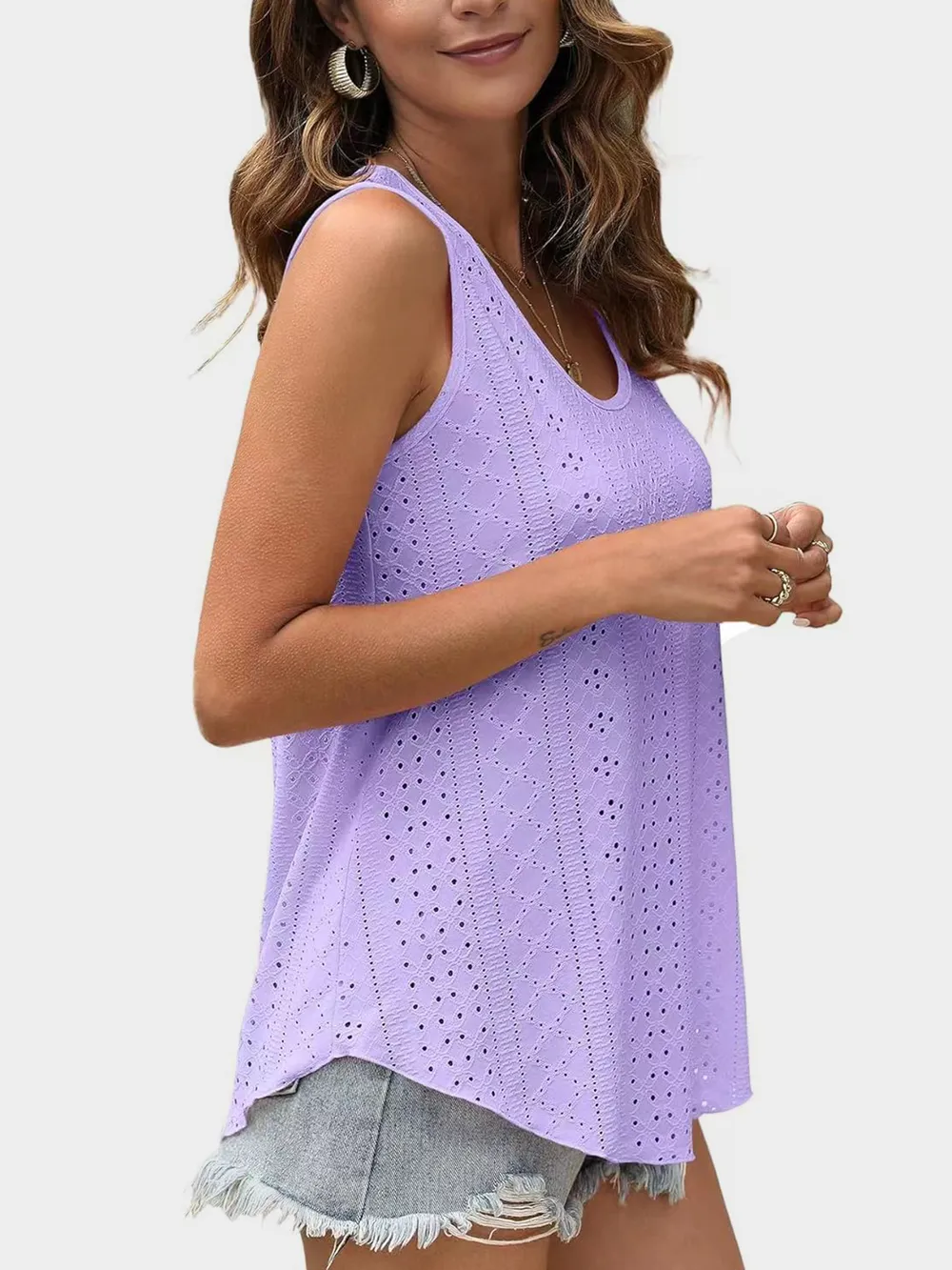 Eyelet Round Neck Tank, image 26