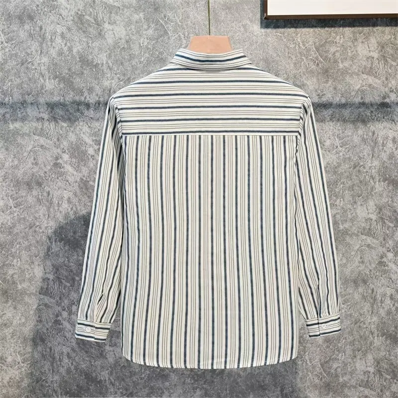Men's Plus Size Striped Long Sleeve Button-Down Shirt, image 3