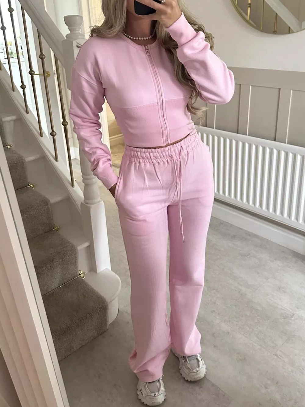 Zip-Up Crop Hoodie and High-Waisted Pants Set, image 19