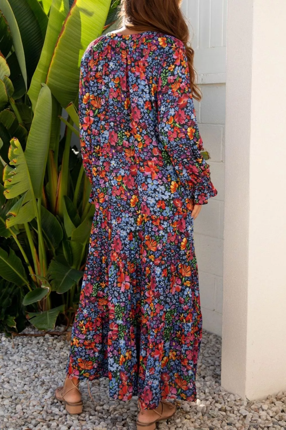 Floral Print Flounce Sleeve Dress, image 2