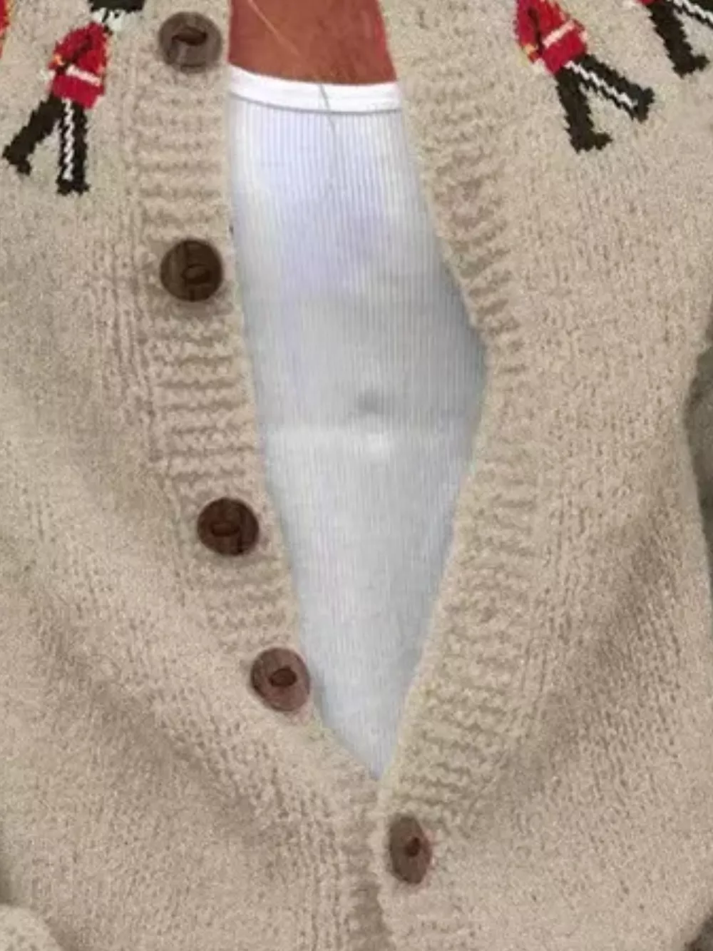 Full Size Vintage British Guard Pattern Knit Cardigan Plus Size, image 3