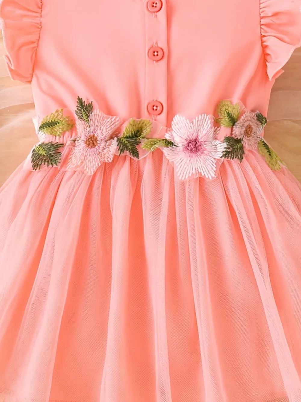 Children's Floral Ruffle Sleeve Dress, image 3