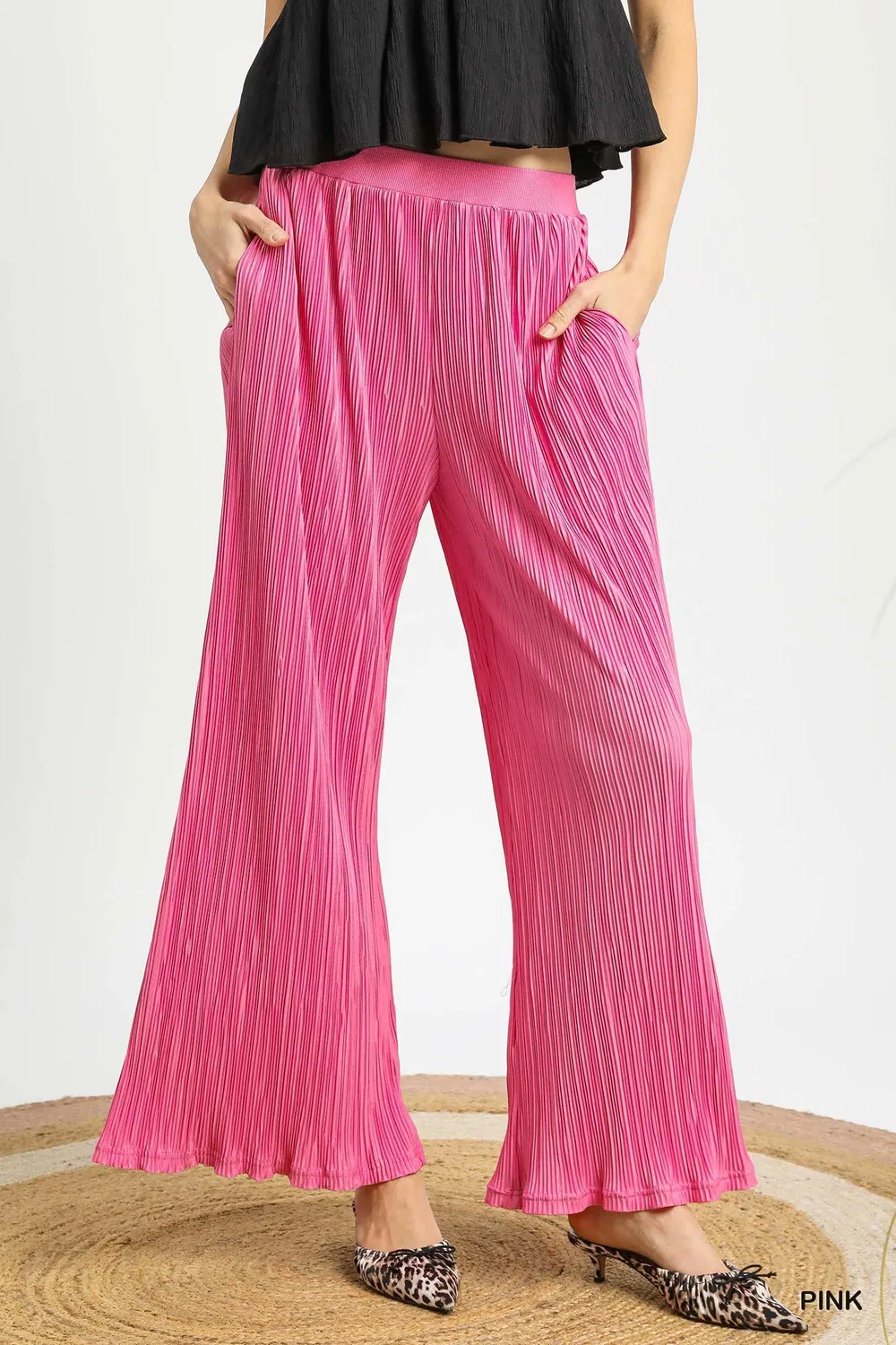 Wide Leg Textured Pants, image 2