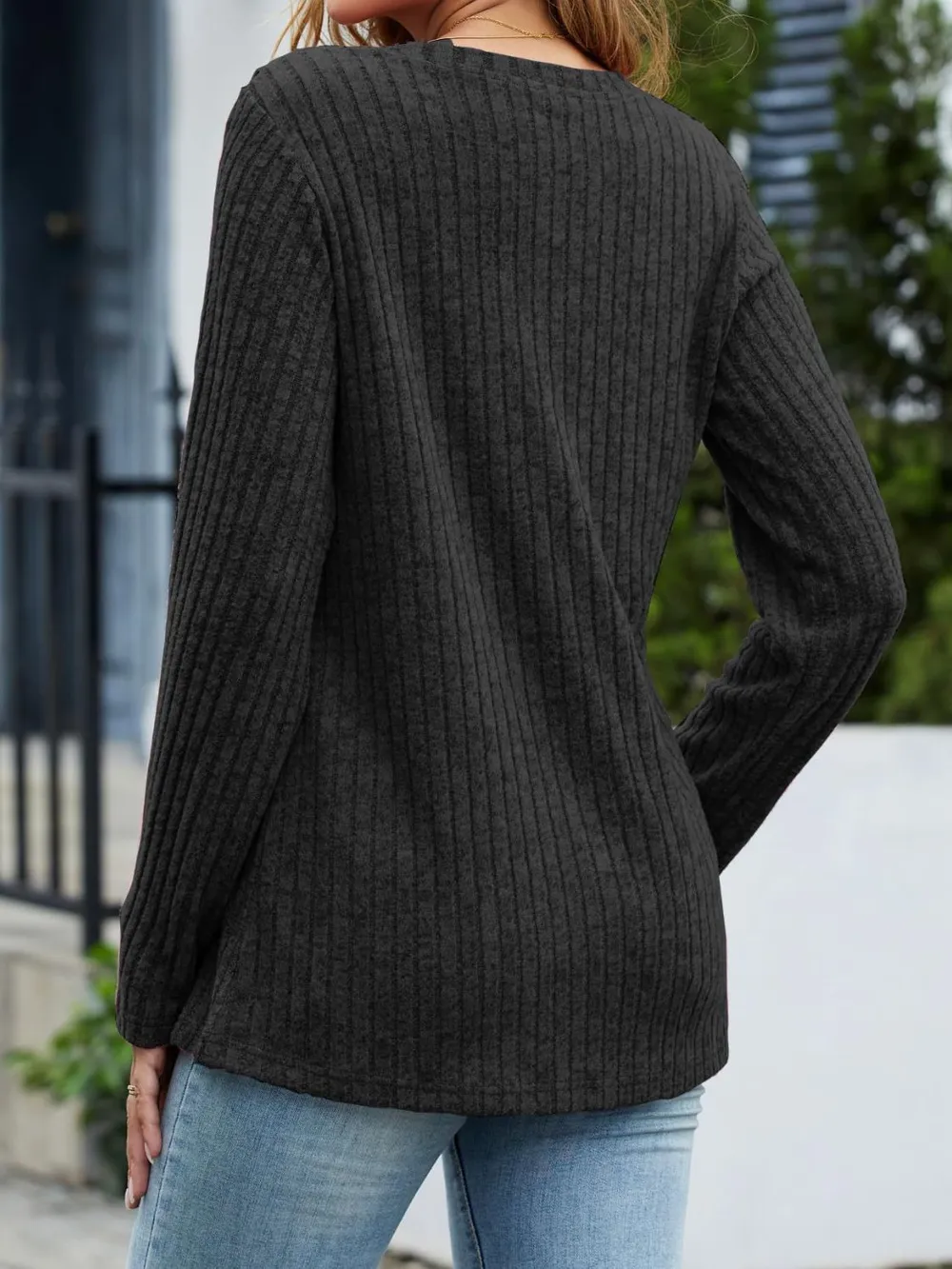 V-Neck Long Sleeve T-Shirt, image 14