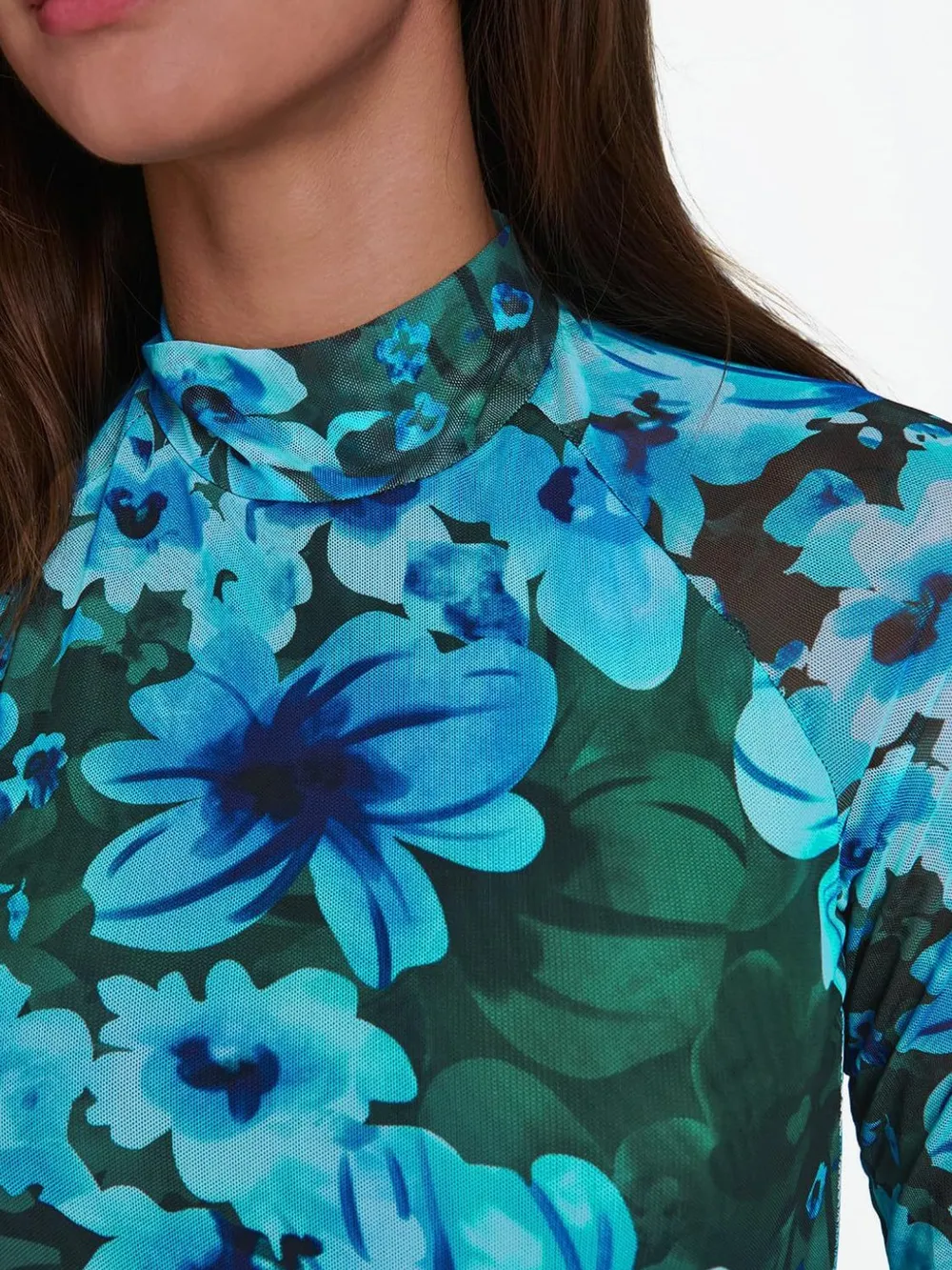Floral Mock Neck Long Sleeve T-Shirt, image 11