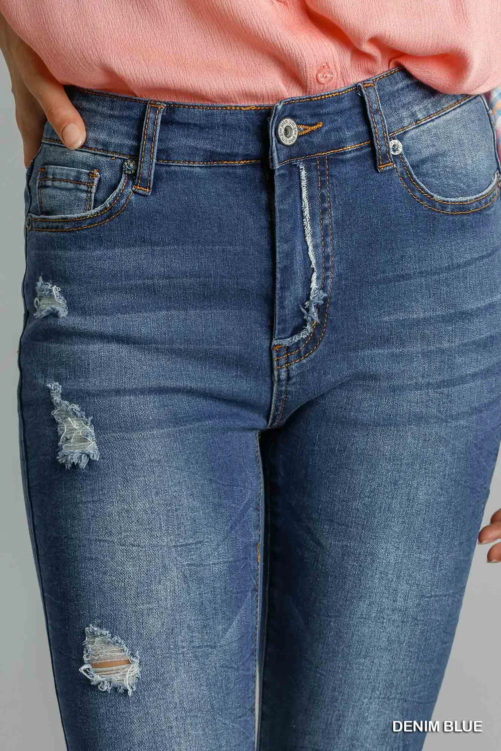 Distressed Skinny Jeans with Pockets, image 2