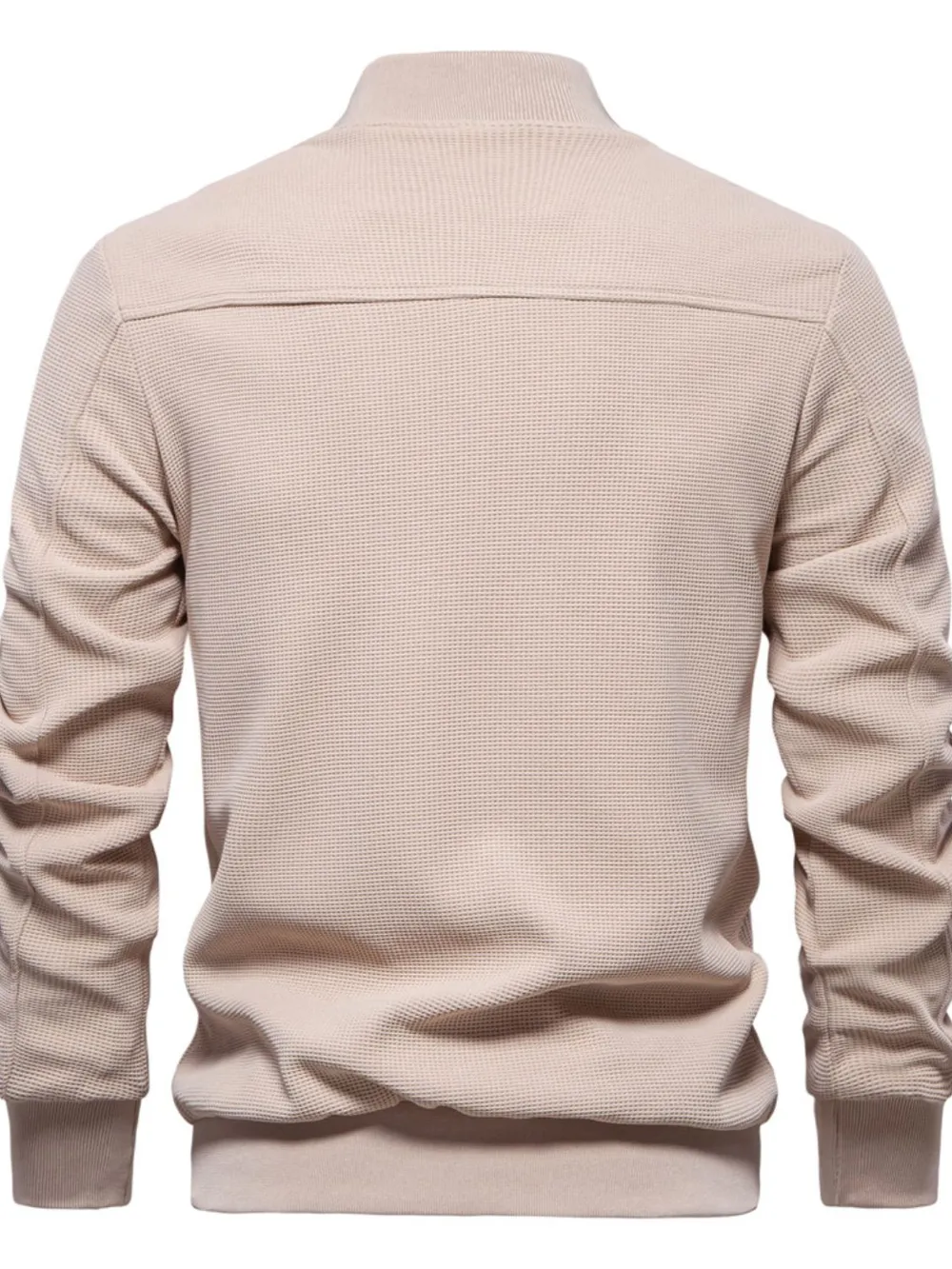 Men's Waffle Knit Baseball Collar Zip Up Jacket, image 4