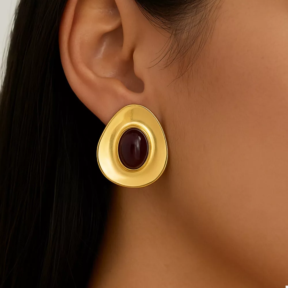 18K Gold-Plated Resin Stud Earrings, image 7