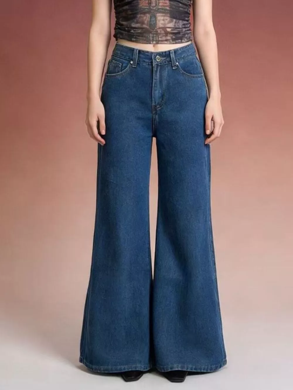 High-Waisted Flare Leg Jeans, image 2