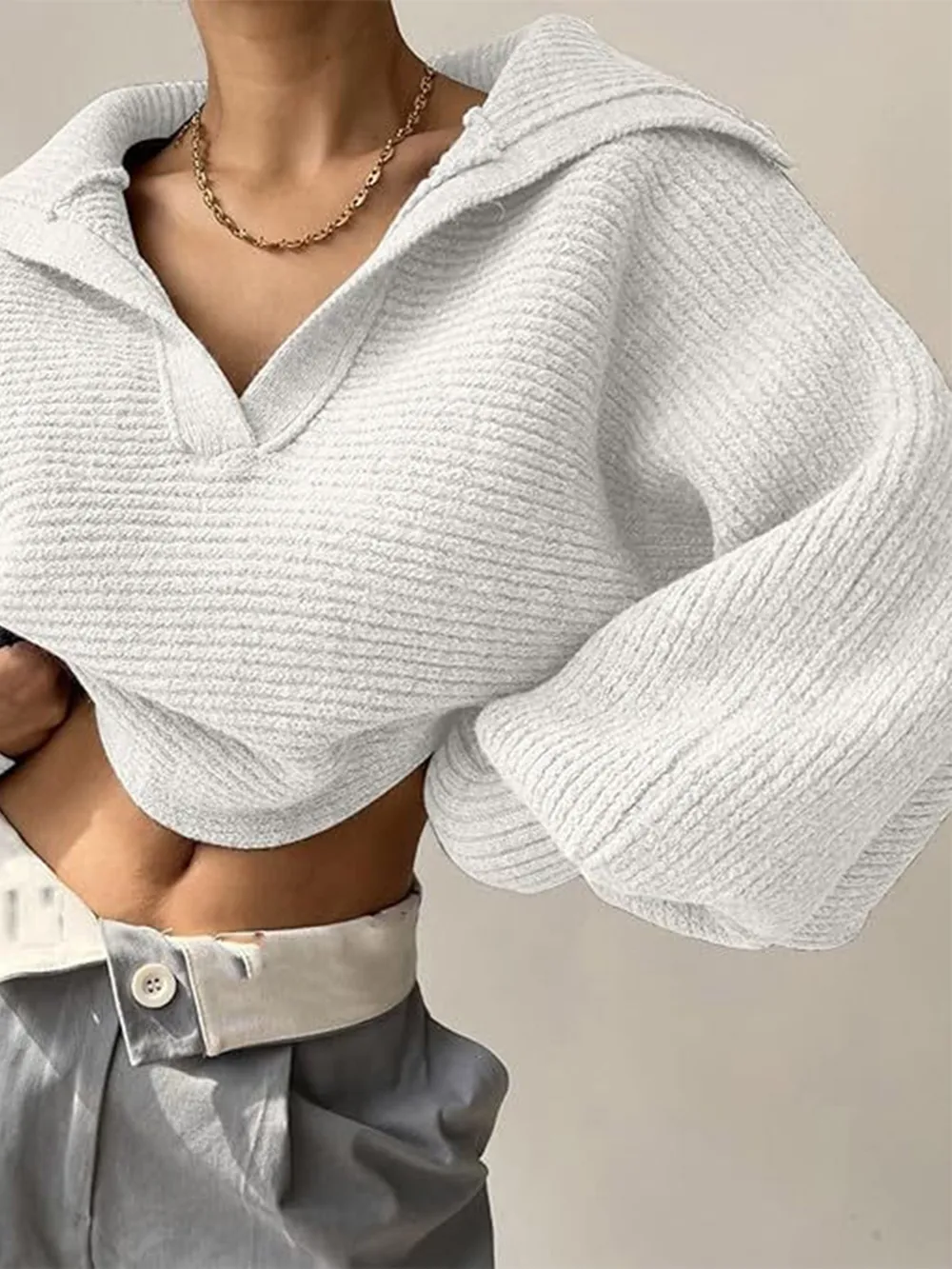Johnny Collar Long Sleeve Sweater, image 9