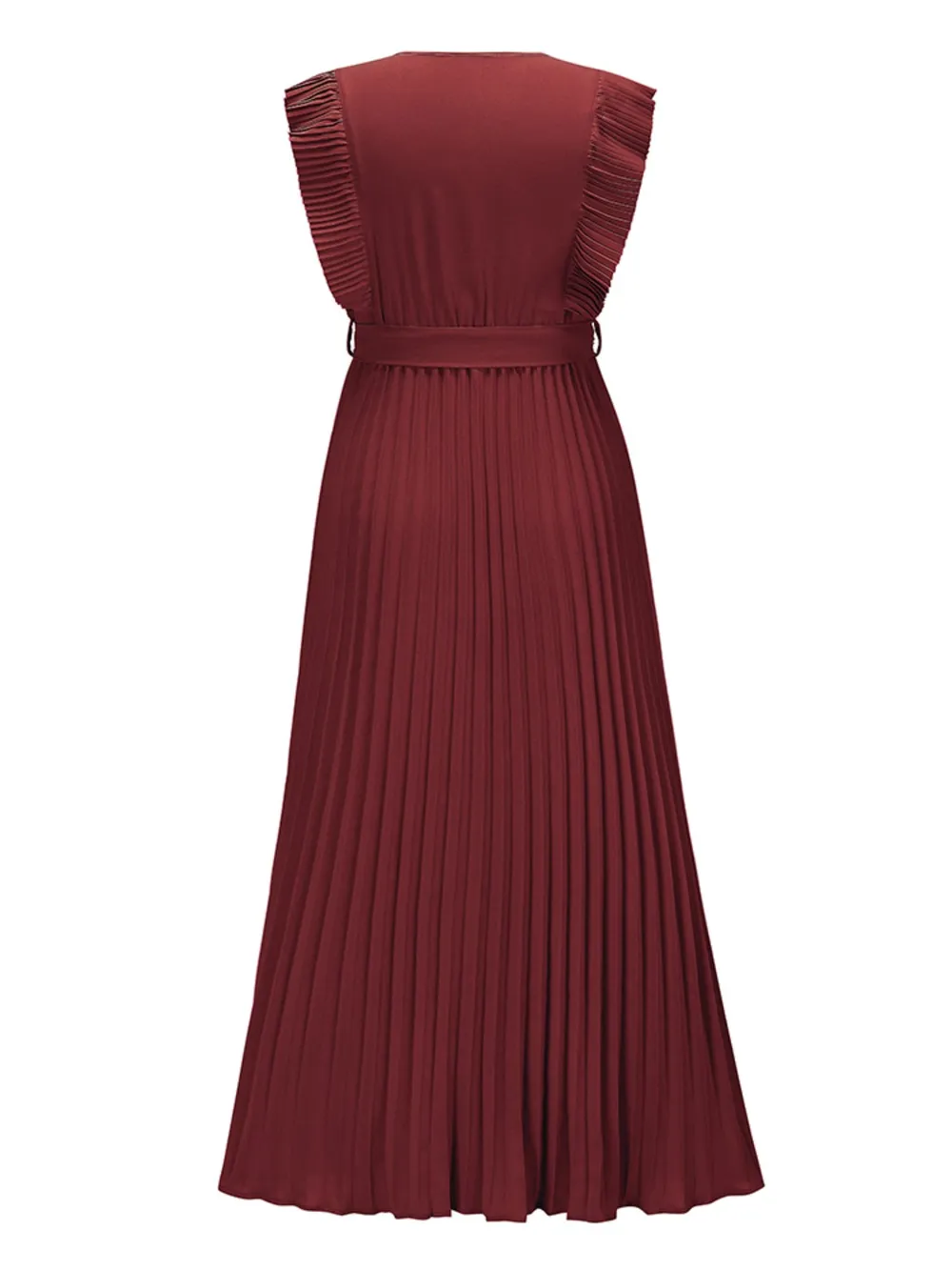 Tied Surplice Cap Sleeve Pleated Dress, image 22
