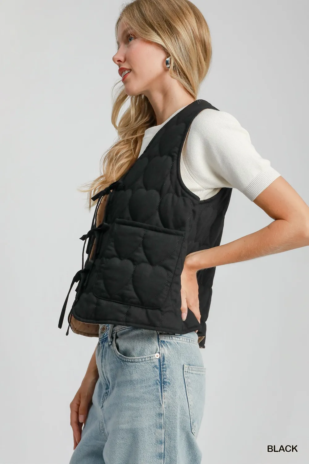 Heart Quilted Tie-Front Vest, image 2