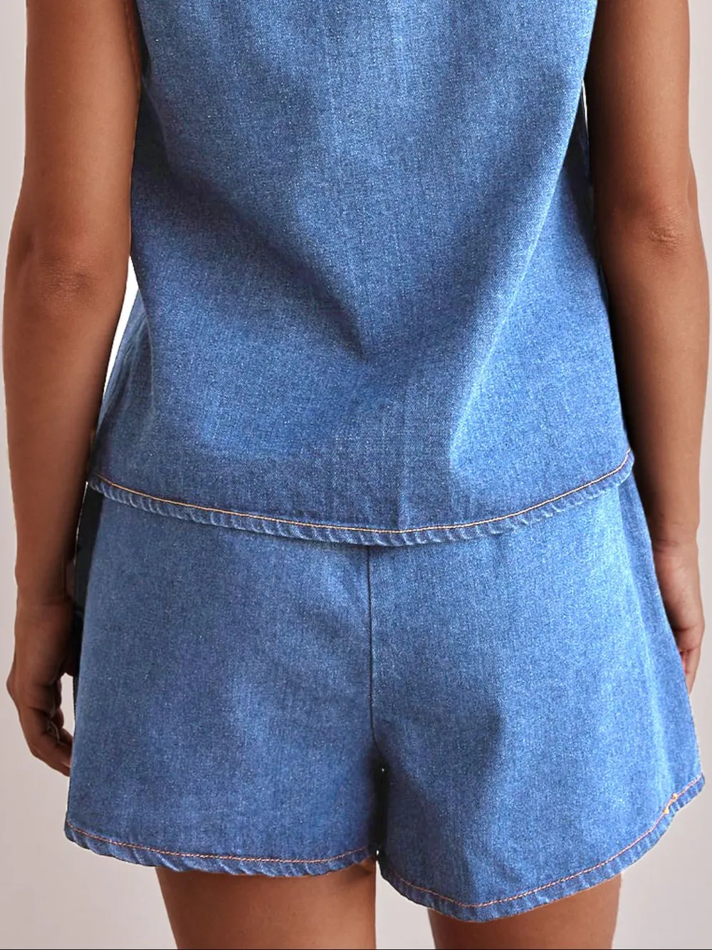 Elastic Waist Denim Shorts, image 3