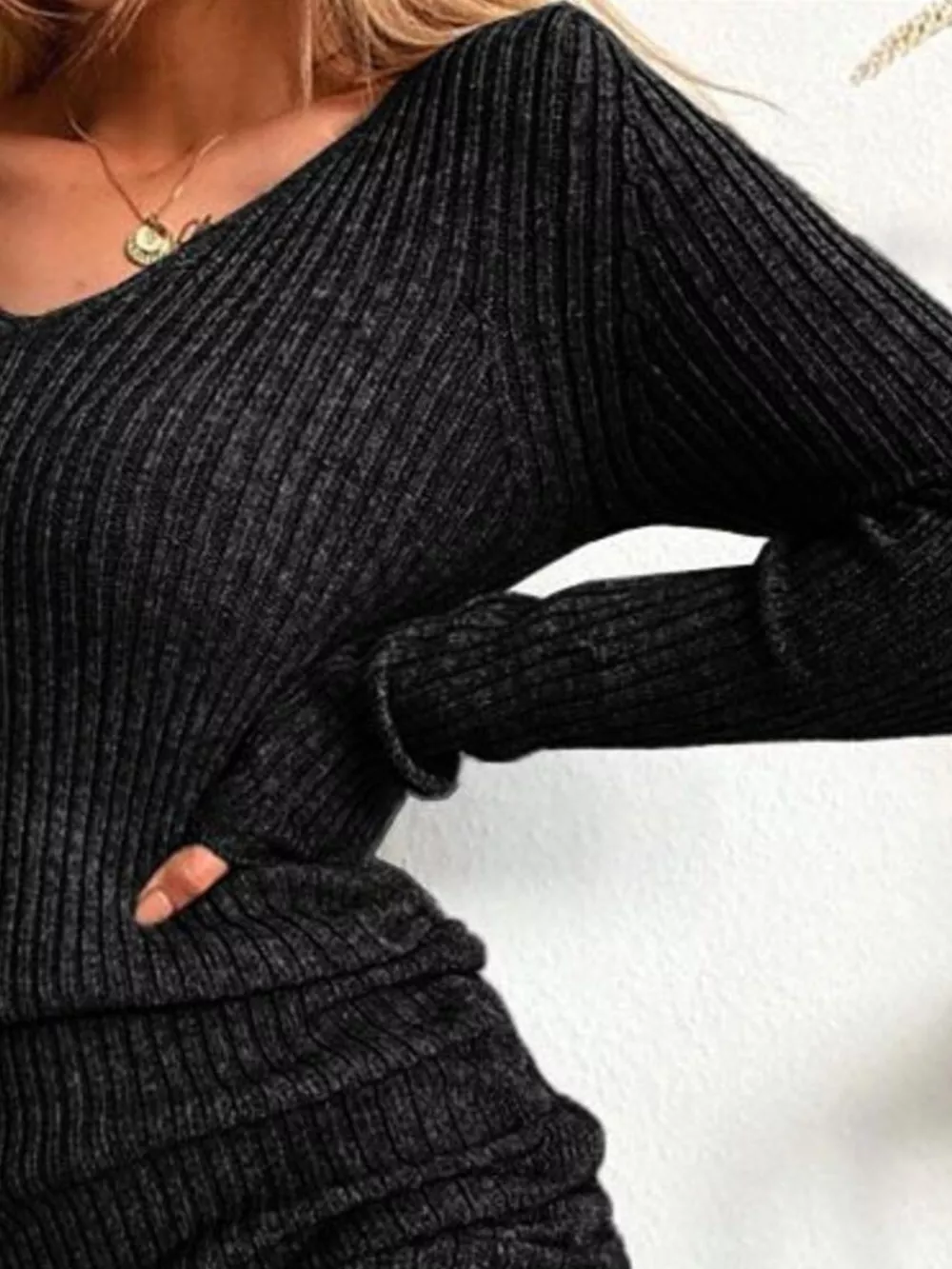Full Size Ribbed Knit Drawstring Bodycon Sweater Dress Plus Size, image 2