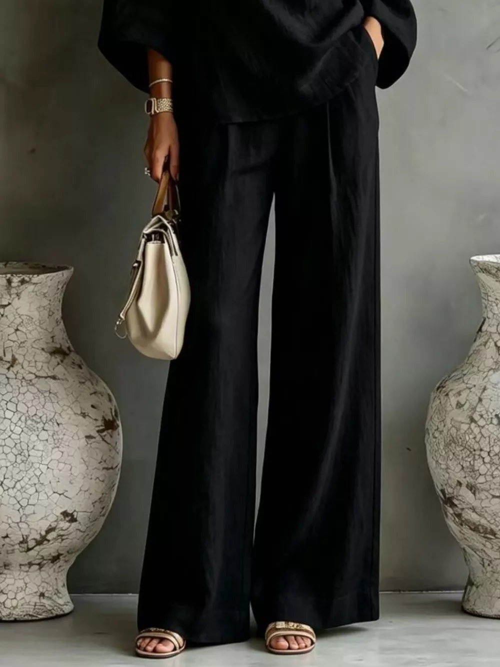 One Shoulder Top and Wide Leg Pants Set, image 6