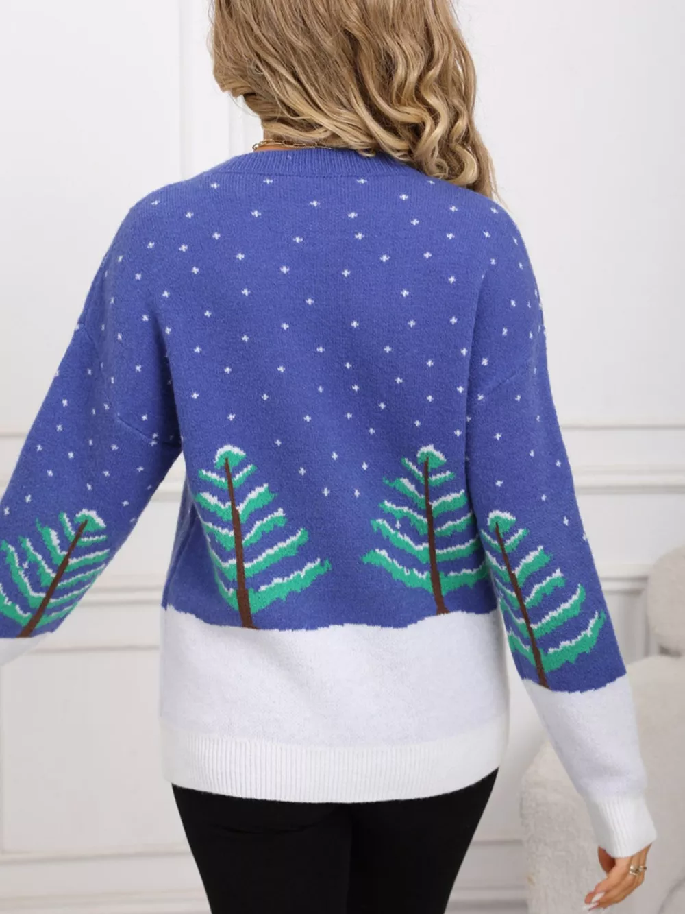 Tree Pattern Round Neck Sweater, image 6