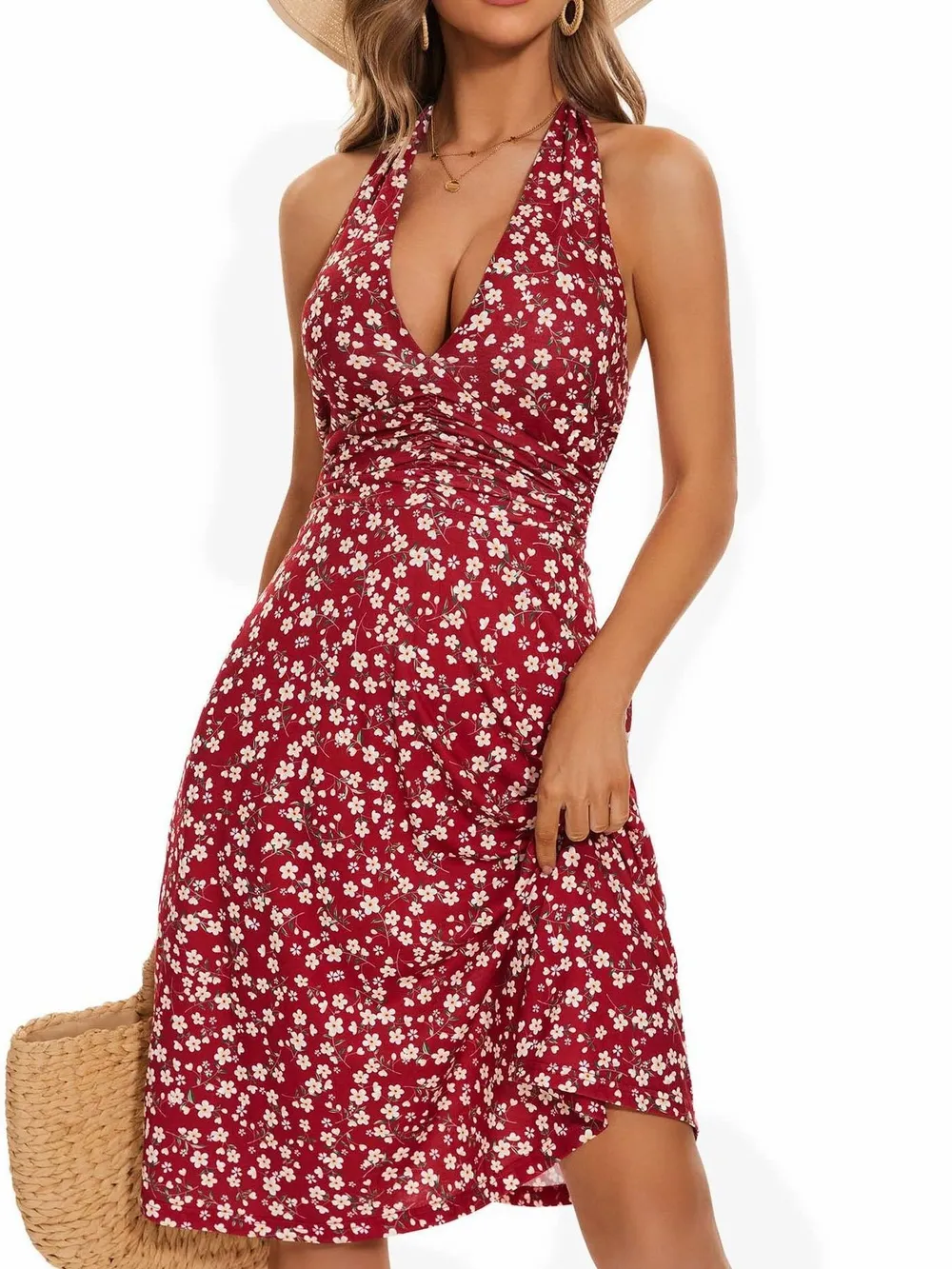 Printed Halter Neck Dress, image 4