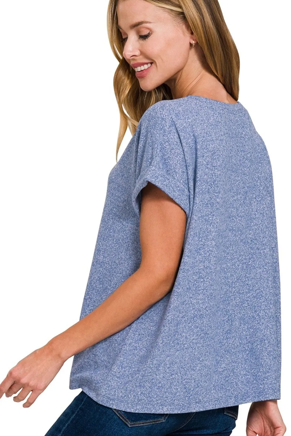 Soft Melange Hacci V-neck Tee, image 2