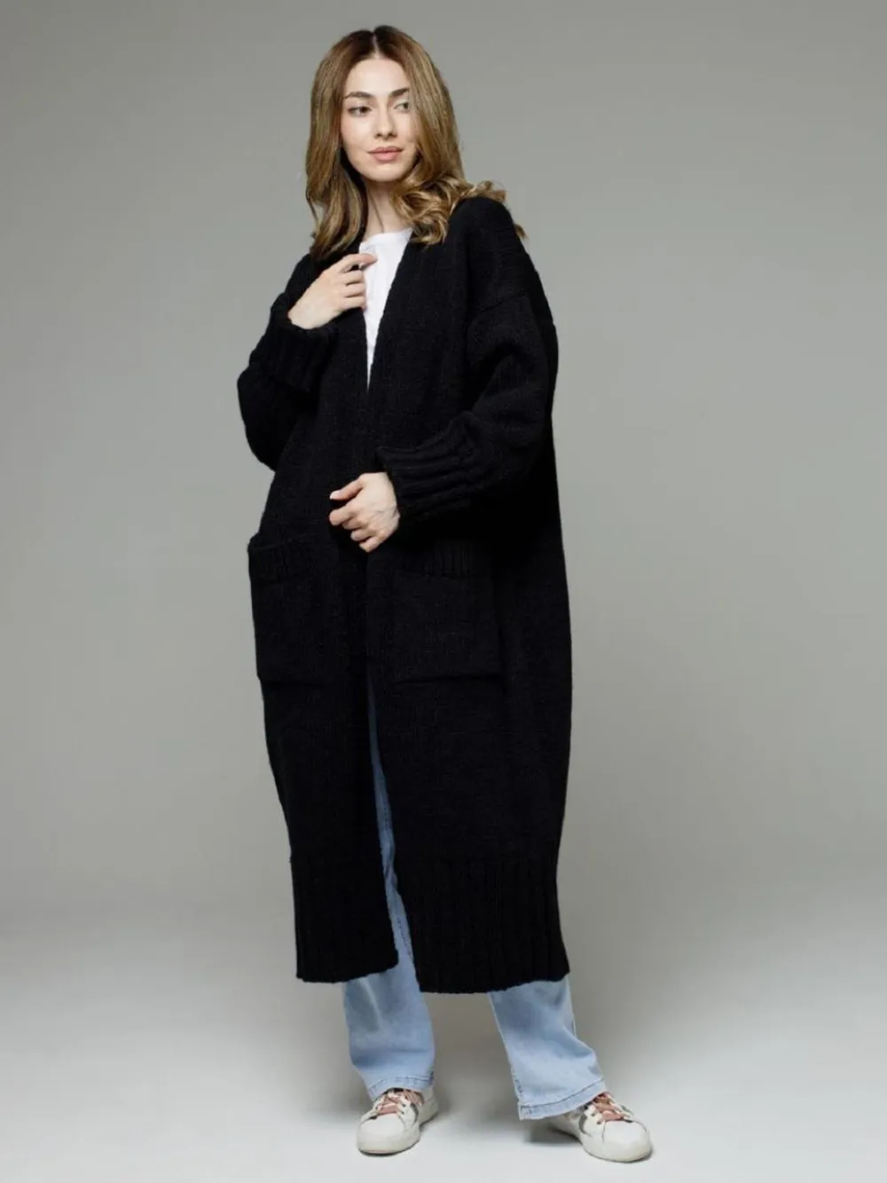Pocketed Open Front Dropped Shoulder Cardigan, image 15