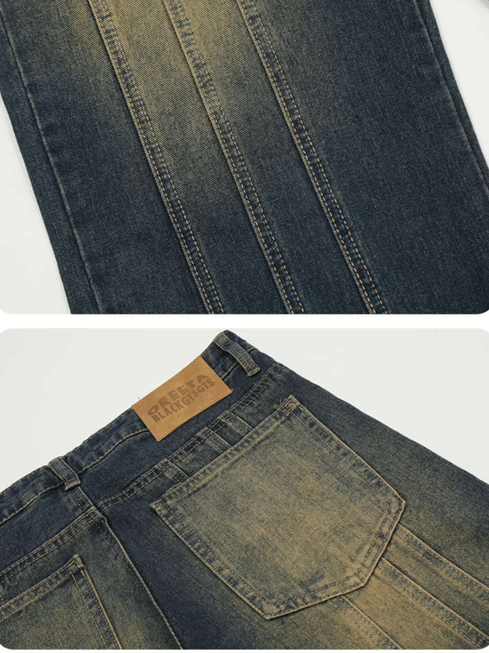 Men's Vintage Wash Wide Leg Relaxed Fit Jeans, image 7