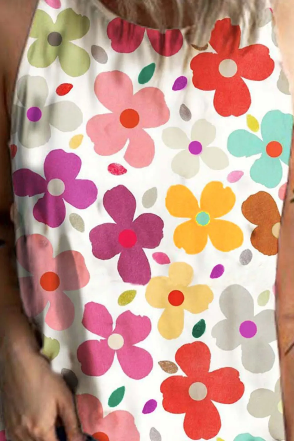 Flower Printed Round Neck Tank, image 3