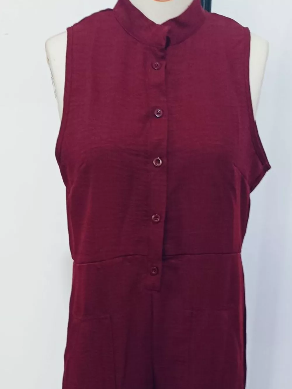 Full Size Button Front Sleeveless Jumpsuit Plus Size, image 9