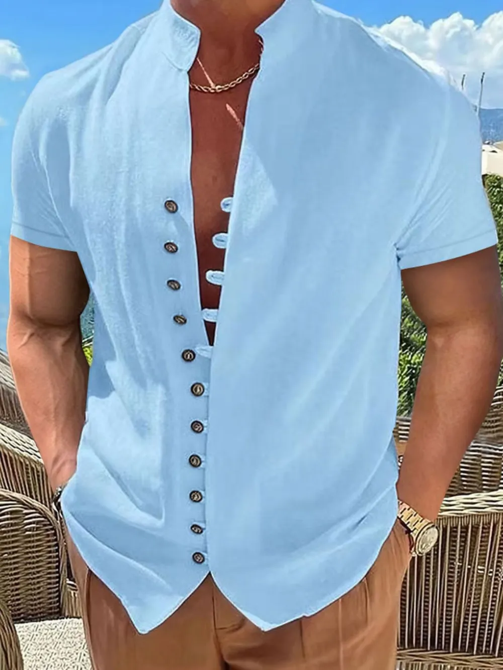 Men's Full Size Button Up Short Sleeve Shirt Plus Size, image 6