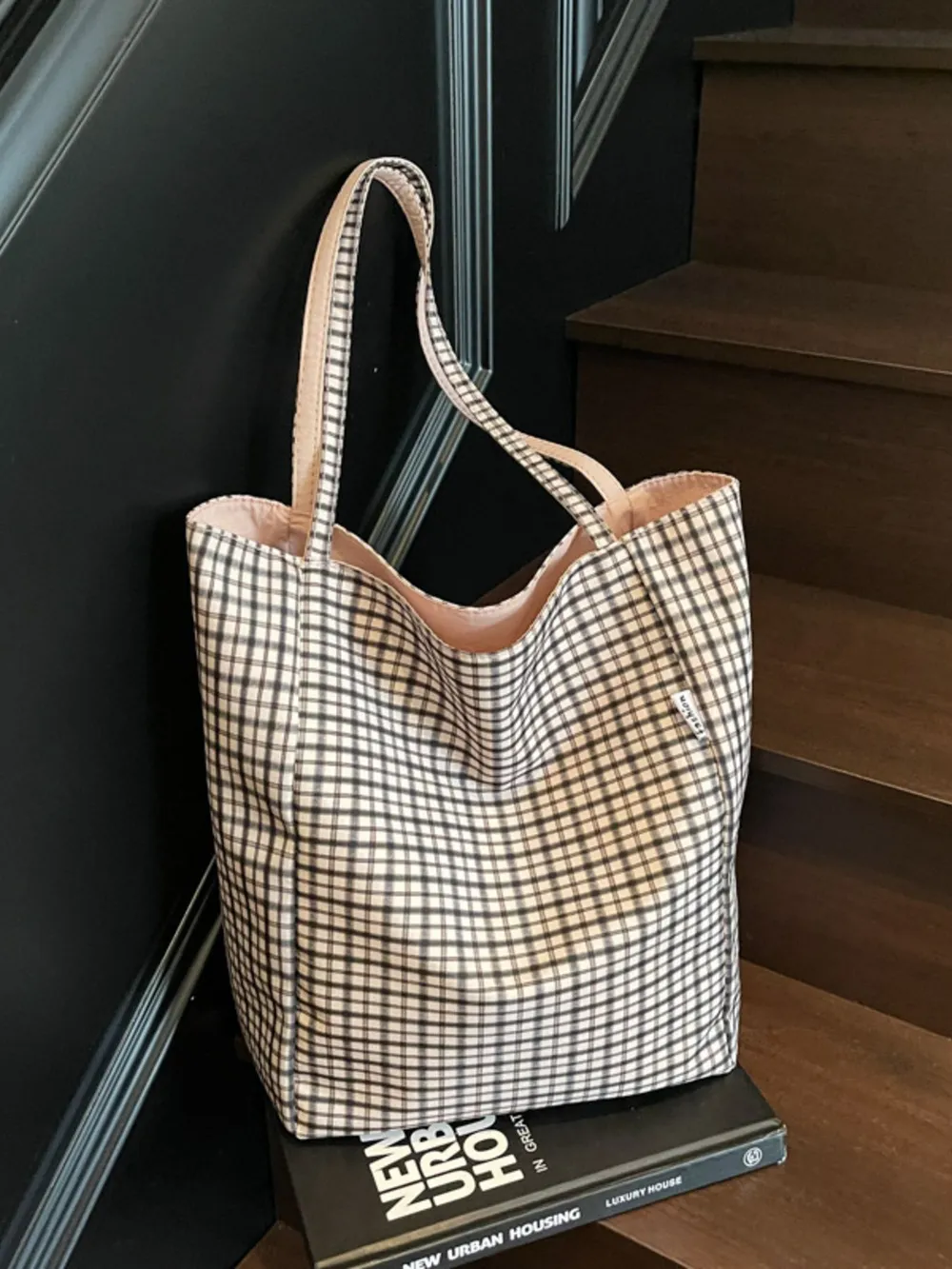 Plaid Pattern Tote Bag, image 11