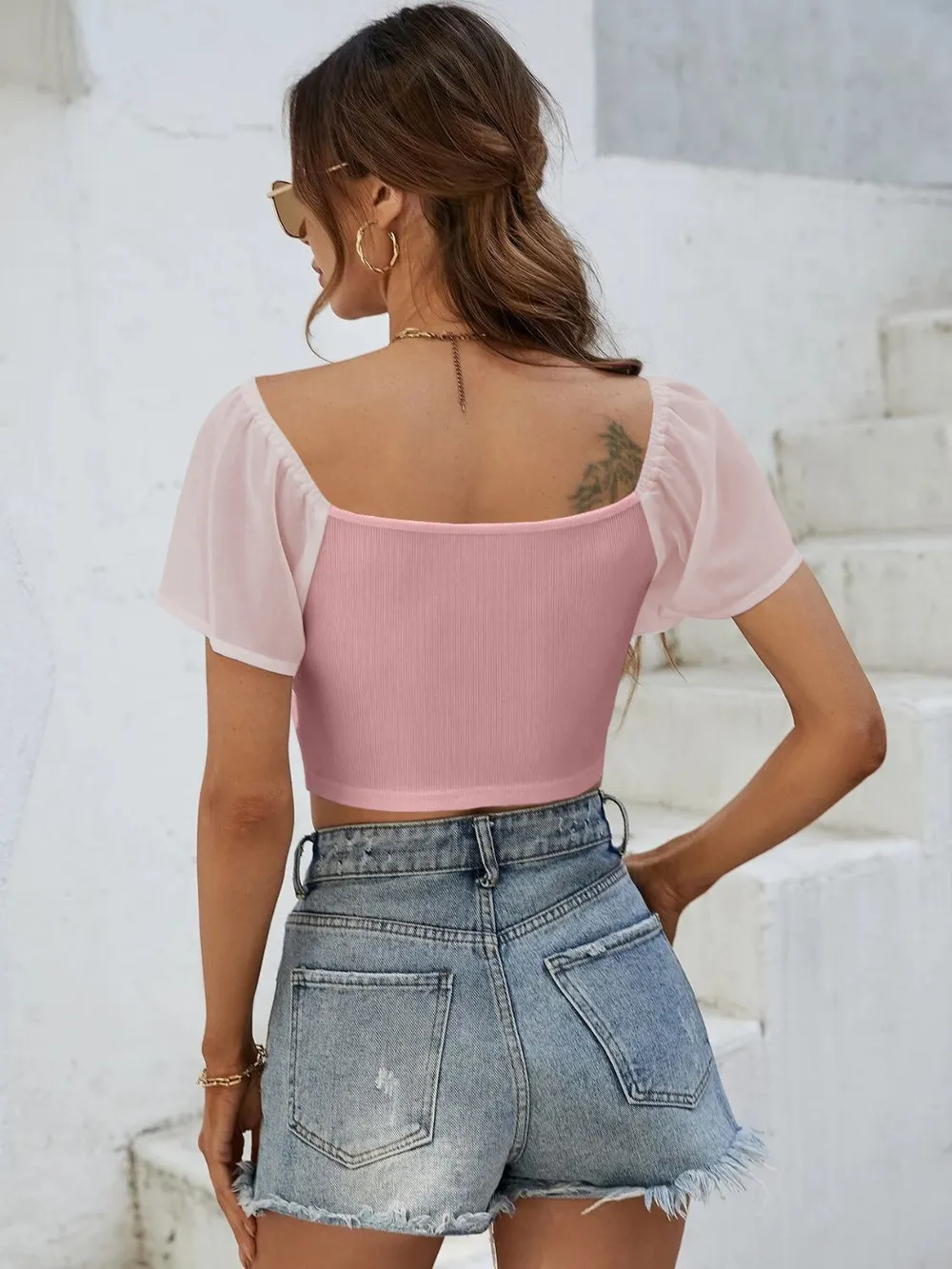Drawstring Short Sleeve Crop Top, image 15