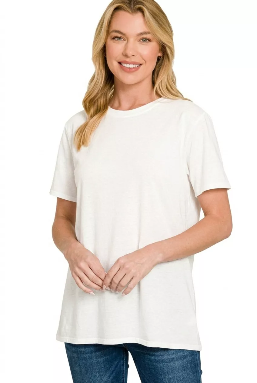 Cotton Boyfriend Round Neck Tee, image 2