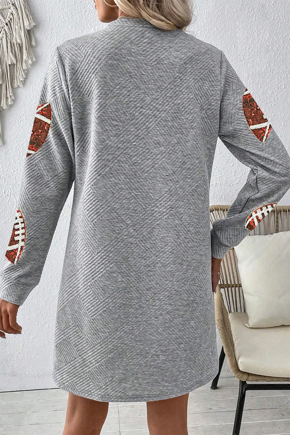 Sequin Football Long Sleeve Mini Dress, image 2