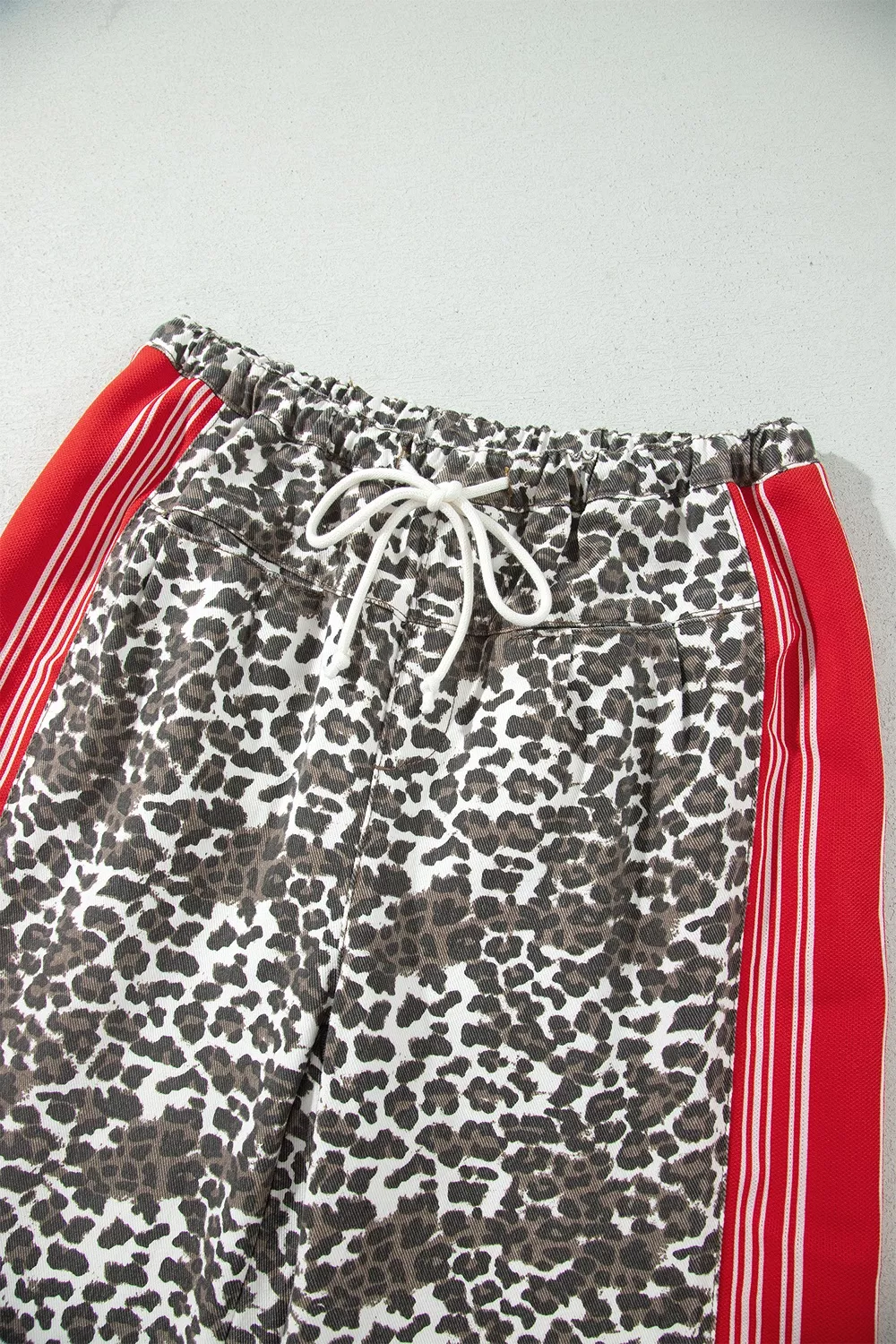 Leopard Patchwork Elastic Waist Jeans, image 8