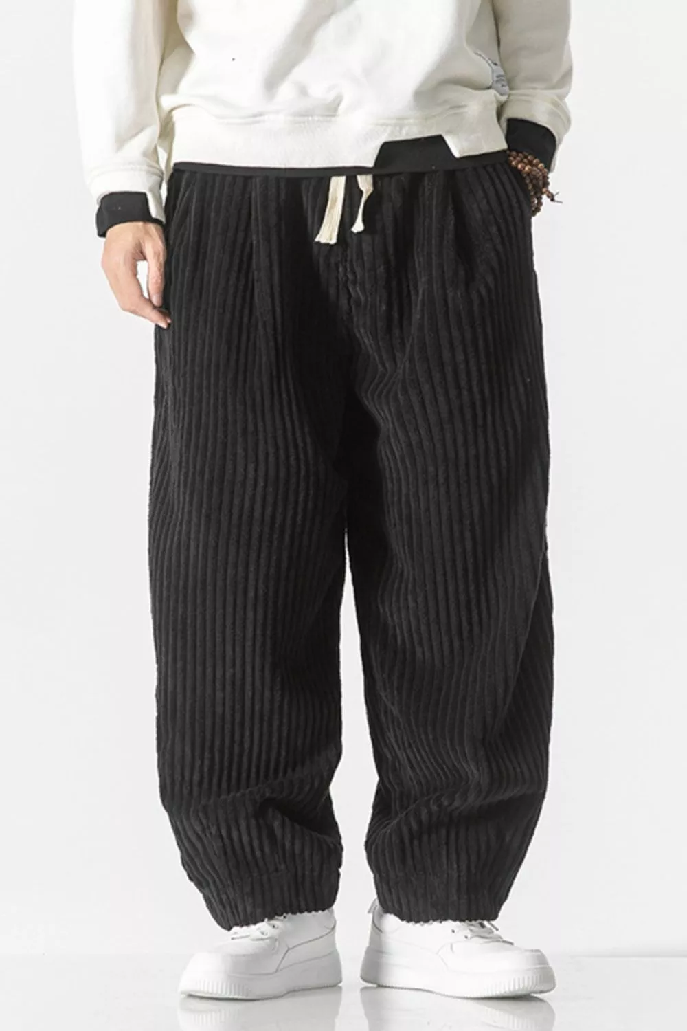 Men's Plus Size Corduroy Wide Leg Casual Pants