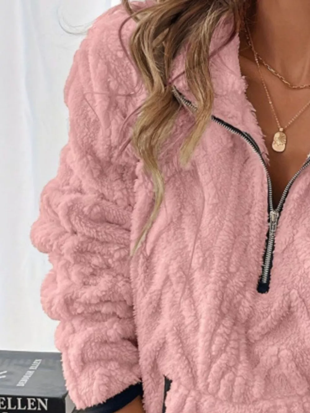 Full Size Sherpa Half Zip Sweatshirt Plus Size, image 5