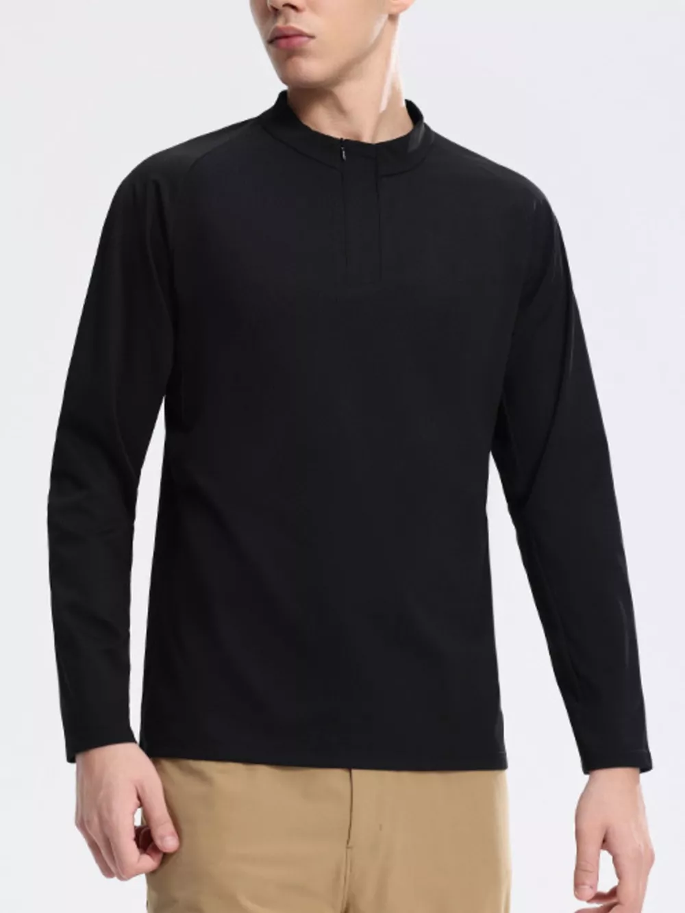 Men's Plus Size Solid Color Long Sleeve Active Top, image 2