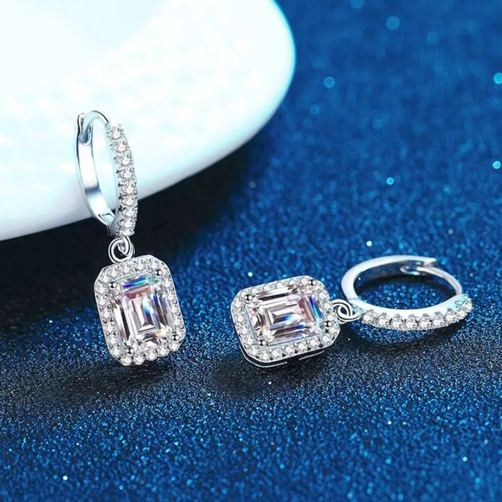 1 Carat 925 Sterling Silver Moissanite Drop Earrings, image 4