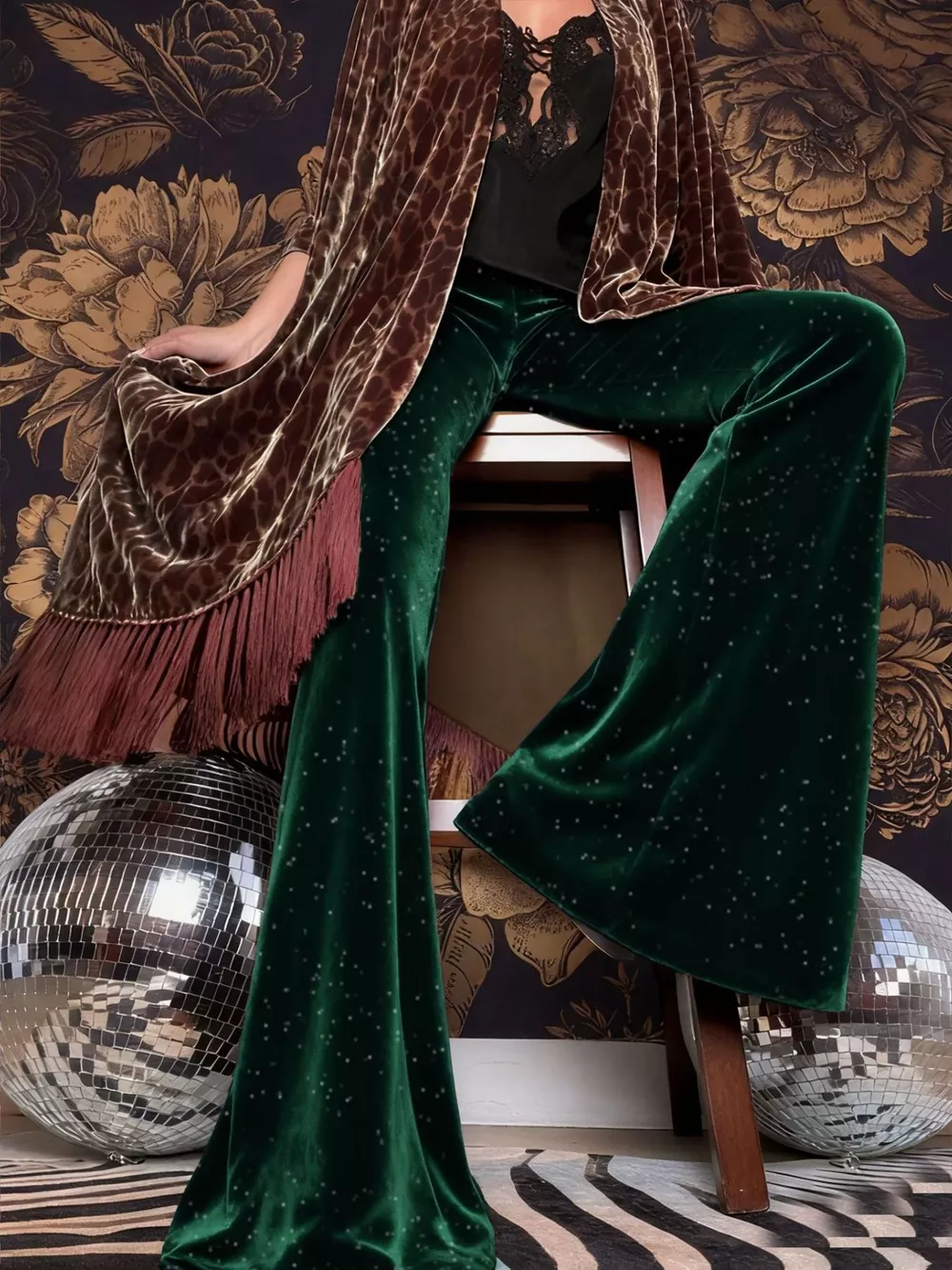 Velvet High Waist Flared Pants, image 5