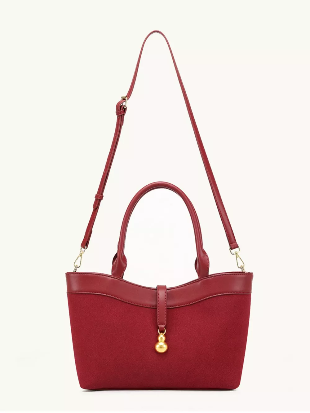 Suede Crossbody Bag with Gold Charm, image 10
