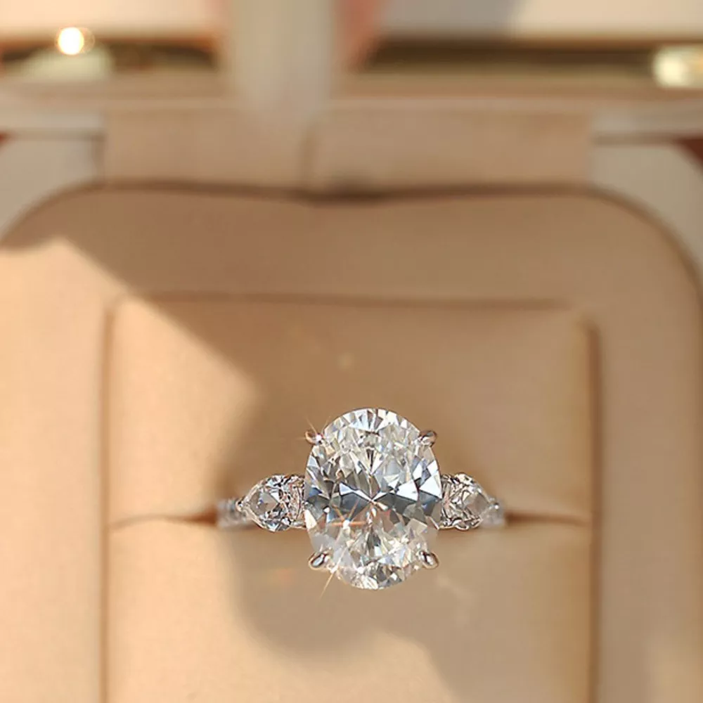 2 Carat 925 Sterling Silver Moissanite Oval Ring, image 9