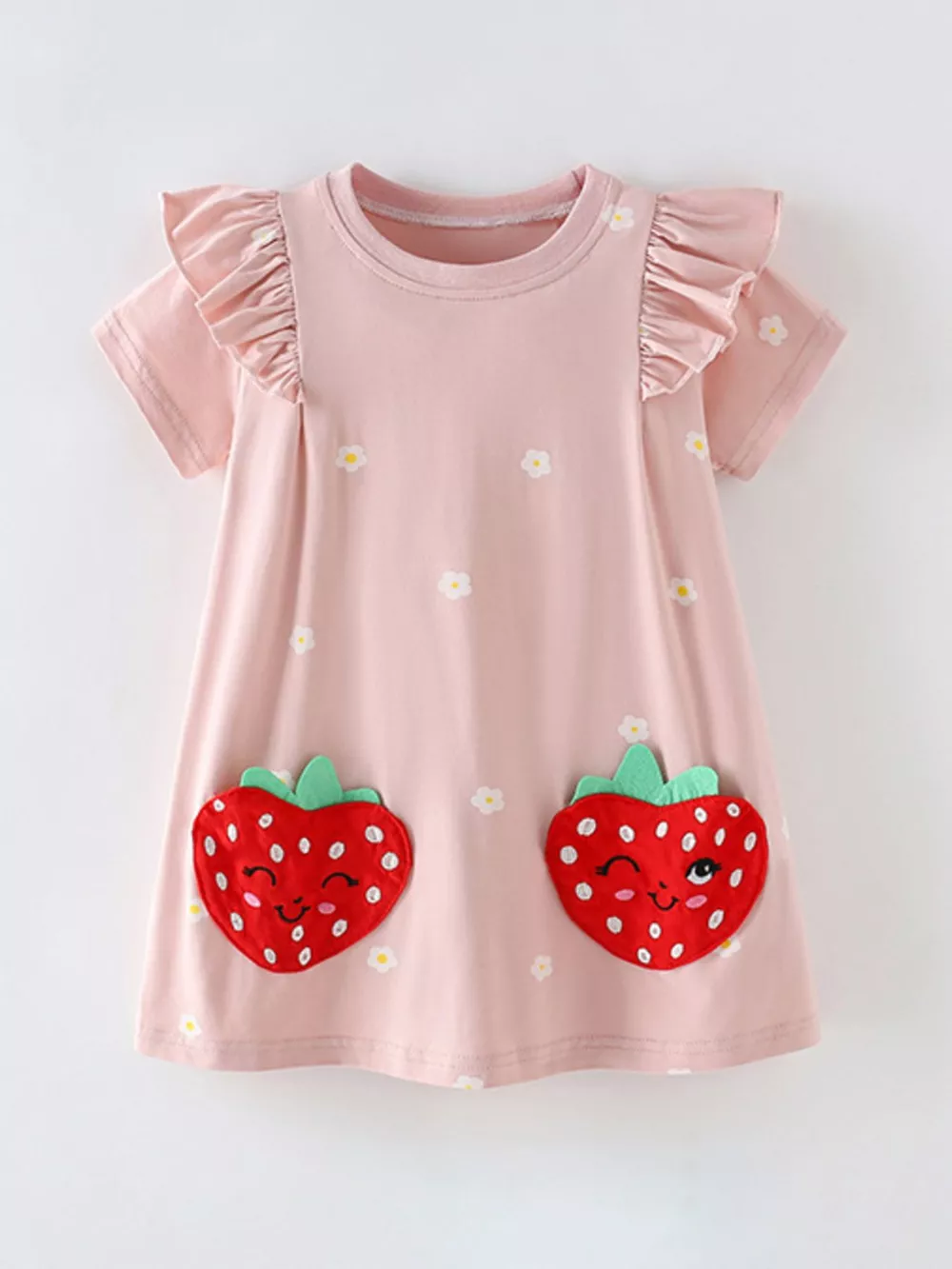 Children's Strawberry Applique Ruffle Sleeve Dress, image 2