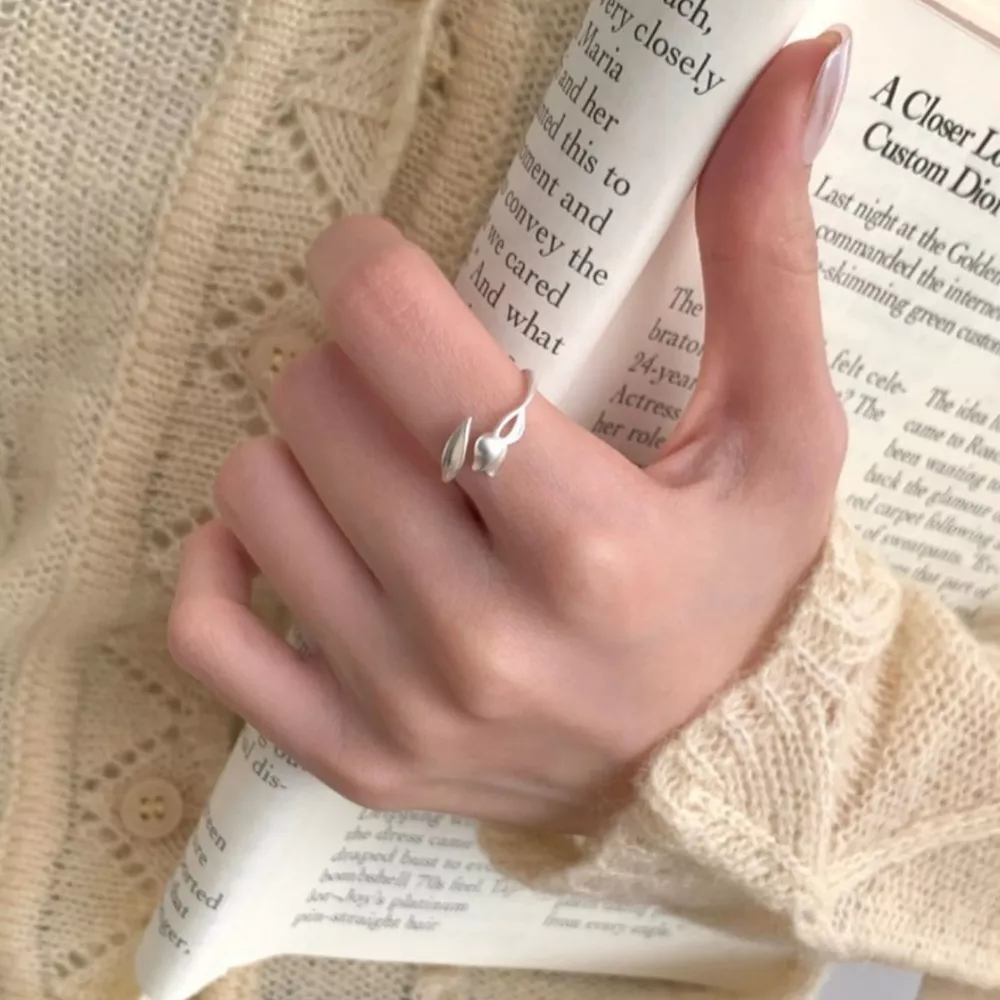 925 Sterling Silver Flower Bypass Ring, image 2