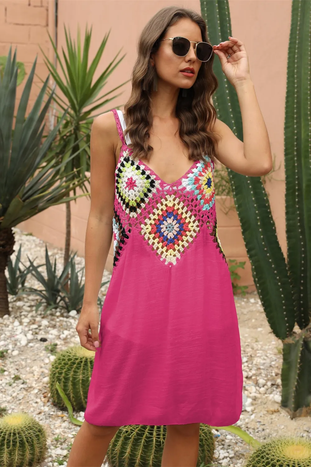 Geometric V-Neck Spaghetti Strap Cover Up Dress, image 6