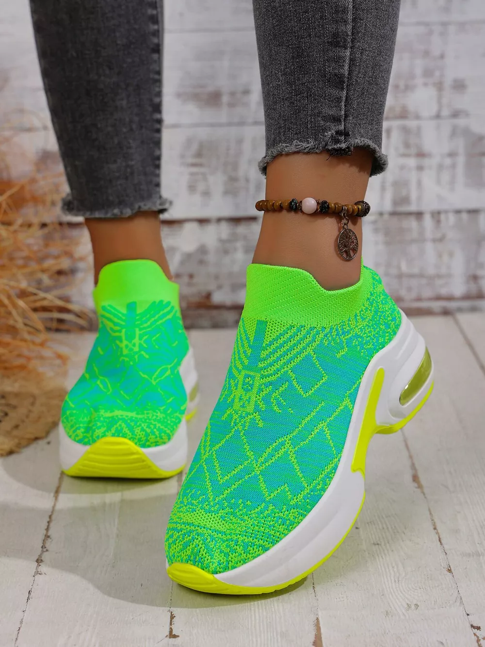 Mesh Round Toe Platform Sneakers, image 7